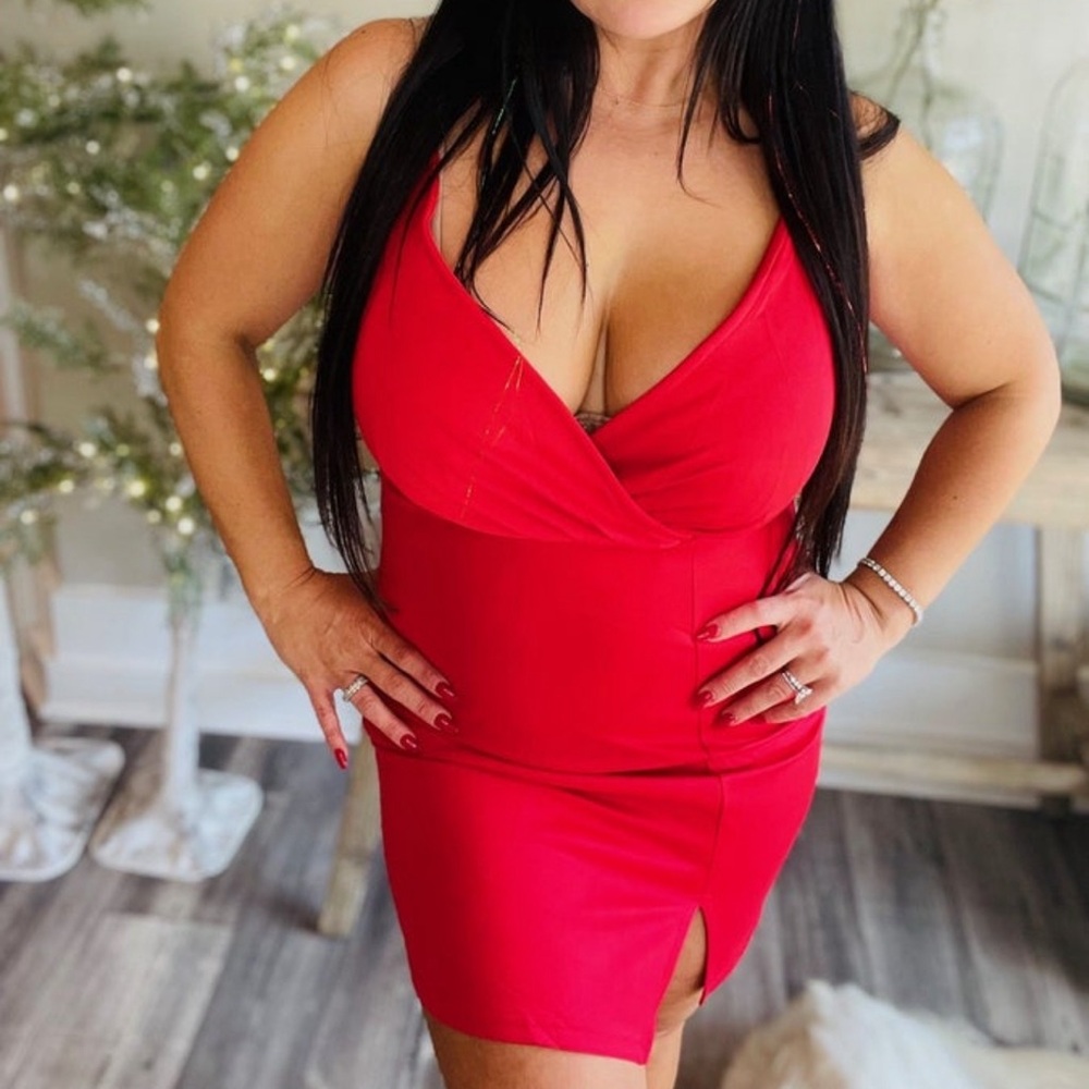 Red mini dress